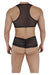 Male underwear model wearing CandyMan Underwear Men's Mesh-Lace Bodysuit available at MensUnderwear.io