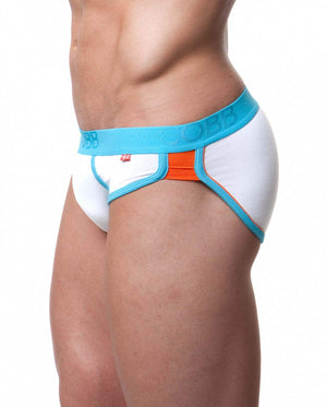 Male underwear model wearing Alexander Cobb Just Me Men's Brief 2 available at MensUnderwear.io