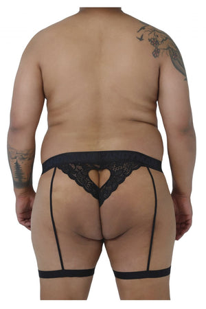 CandyMan Plus Size Lace Garter Male Thongs - available at MensUnderwear.io - 2