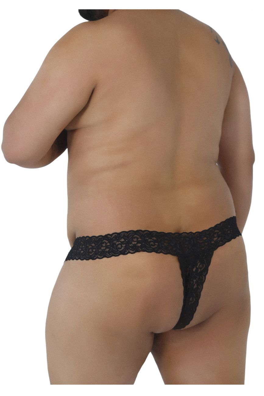 CandyMan Plus Size Peek-a-Boo Lace Male Thongs - available at MensUnderwear.io - 1