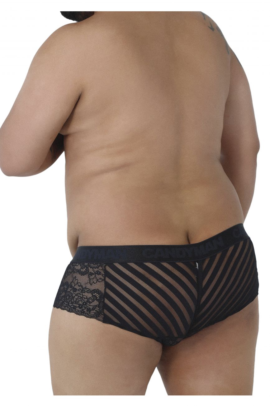 CandyMan Plus Size Lace-Mesh Trunks - available at MensUnderwear.io - 1