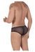 Male underwear model wearing CandyMan Underwear Men's Zipper-Mesh Bikini available at MensUnderwear.io