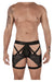 Male underwear model wearing CandyMan Underwear Men's Lace Garter Trunks available at MensUnderwear.io
