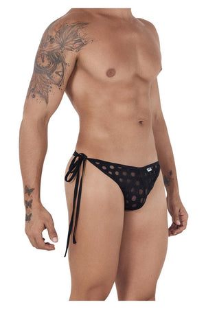 Male underwear model wearing CandyMan Underwear Men's Tie-Side Lace Thongs available at MensUnderwear.io
