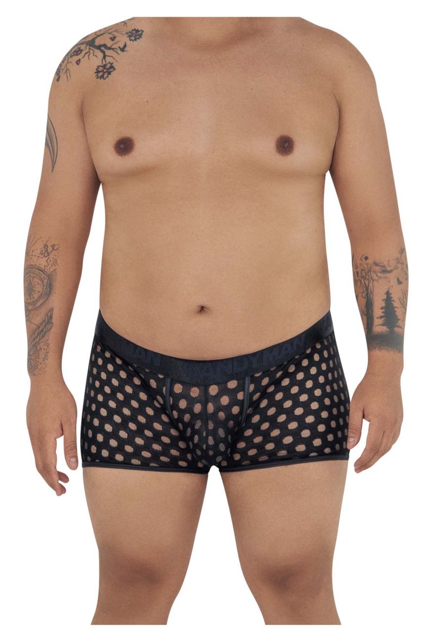CandyMan Underwear Men's Polka Mesh Plus Size Trunks available at www.MensUnderwear.io - 1