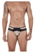 Male underwear model wearing CandyMan Underwear Men's Mesh-Lace Thongs available at MensUnderwear.io