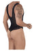Male underwear model wearing CandyMan Underwear Men's Lace-Mesh Bodysuit Thong available at MensUnderwear.io