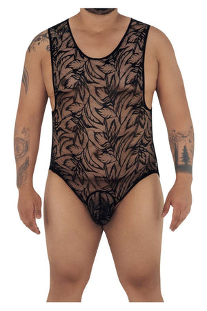 CandyMan Underwear Lace Exposed Butt Men's Plus Size Bodysuit available at www.MensUnderwear.io - 1