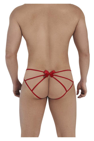 Male underwear model wearing CandyMan Underwear Bow Jockstrap available at MensUnderwear.io