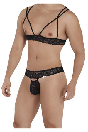 Male underwear model wearing CandyMan Underwear Men's Lace Harness-Jockstrap available at MensUnderwear.io