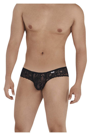 Male underwear model wearing CandyMan Underwear Lace Peekaboo Men's Briefs available at MensUnderwear.io