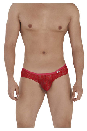 Male underwear model wearing CandyMan Underwear Lace Peekaboo Men's Briefs available at MensUnderwear.io