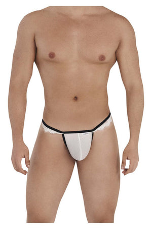 Male underwear model wearing CandyMan Underwear Mesh-Lace Men's G-String available at MensUnderwear.io