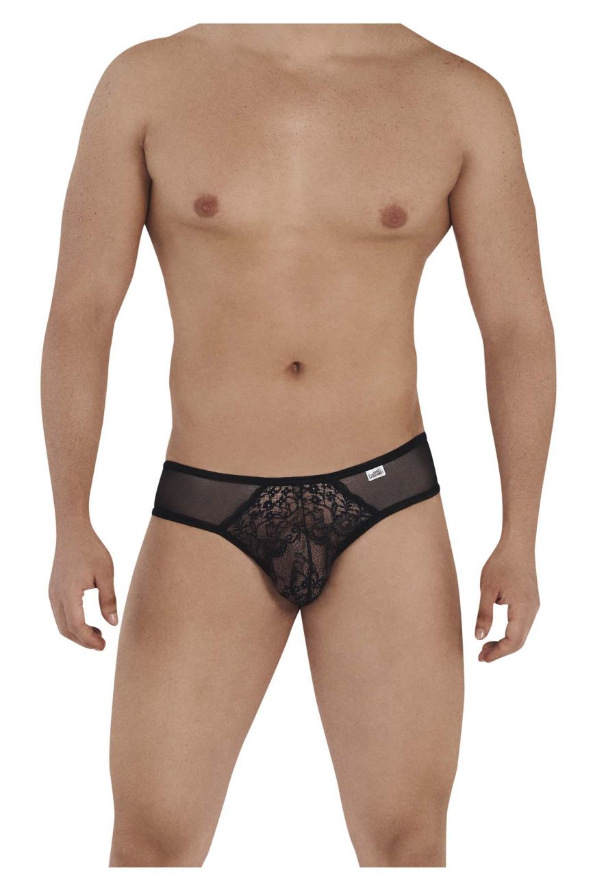 Male underwear model wearing CandyMan Underwear Mesh-Lace Men's Thongs available at MensUnderwear.io