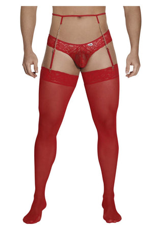 Male underwear model wearing CandyMan Underwear Lace Garter-Jockstrap available at MensUnderwear.io