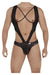Male underwear model wearing CandyMan Underwear Men's Harness-Bodysuit available at MensUnderwear.io