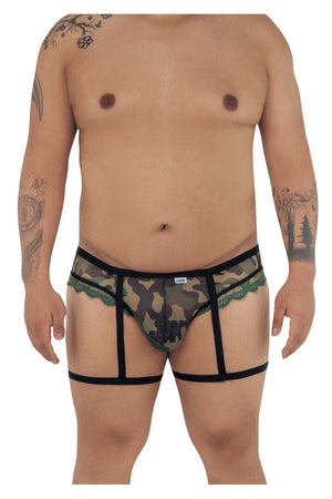 CandyMan Underwear Garter Camo Plus Size Men's Thongs available at www.MensUnderwear.io - 1