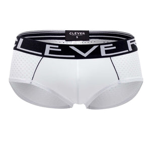 Male underwear model wearing Clever Underwear Strategy Briefs available at MensUnderwear.io