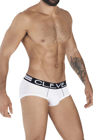 Male underwear model wearing Clever Underwear Strategy Briefs available at MensUnderwear.io