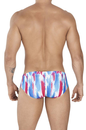 Male underwear model wearing Clever Swimwear Challenge Swim Briefs available at MensUnderwear.io