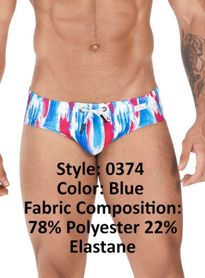 Male underwear model wearing Clever Swimwear Challenge Swim Briefs available at MensUnderwear.io