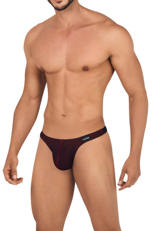 Male underwear model wearing Clever Underwear Clarity Men's Thongs available at MensUnderwear.io