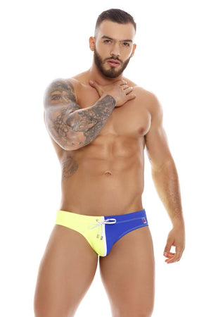 Male underwear model wearing JOR Swimwear Niagara Swim Briefs available at MensUnderwear.io