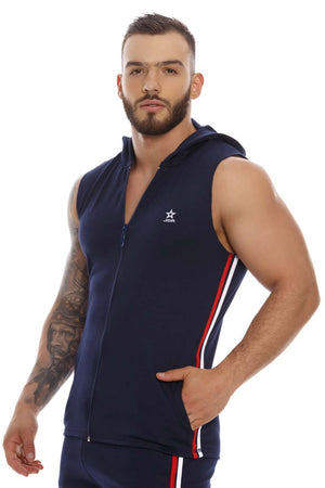 Male underwear model wearing JOR Sportswear Paris Hoodie Tank available at MensUnderwear.io