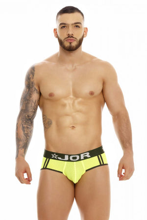 Male underwear model wearing JOR Underwear Rocket Briefs available at MensUnderwear.io