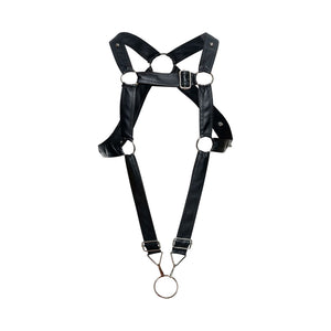 DNGEON Leatherwear Cross Cockring Harness available at www.MensUnderwear.io - 6