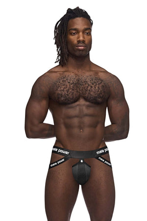 Male underwear model wearing Male Power Underwear Helmet Jockstrap available at MensUnderwear.io