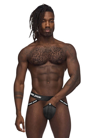 Male underwear model wearing Male Power Underwear Helmet Jockstrap available at MensUnderwear.io