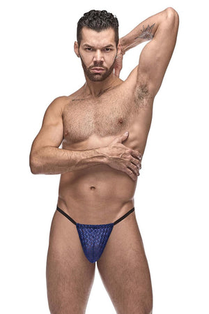 Male Power Underwear Diamond Mesh Posing Strap - Navy available at MensUnderwear.io - 1