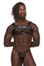 Male underwear model wearing Male Power Underwear Leather Aries Harness available at MensUnderwear.io