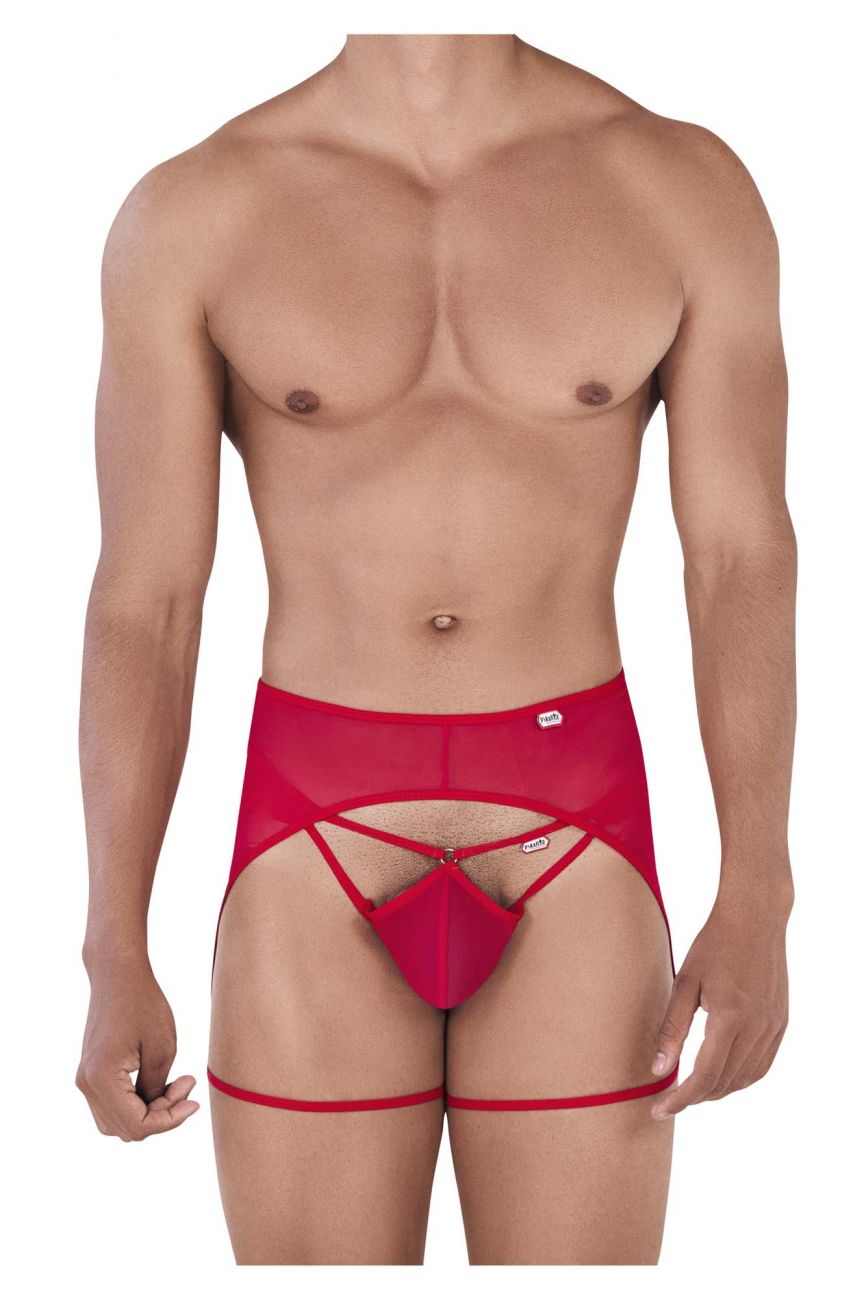 Male underwear model wearing Pikante Underwear Attila Garter Jockstrap available at MensUnderwear.io