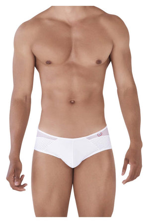Male underwear model wearing Pikante Underwear Leonidas Men's Mesh Briefs available at MensUnderwear.io