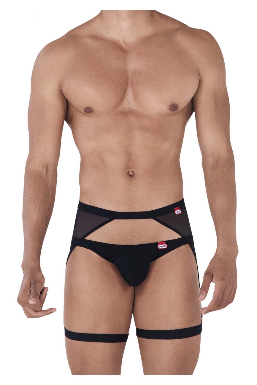 Male underwear model wearing Pikante Underwear Magno Garter Jockstrap available at MensUnderwear.io