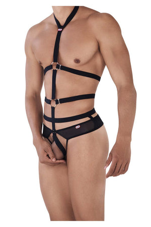 Male underwear model wearing Pikante Underwear Decided Men's Harness Thongs available at MensUnderwear.io