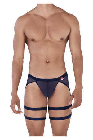 Male underwear model wearing Pikante Underwear Rebel Men's Garter Thongs available at MensUnderwear.io