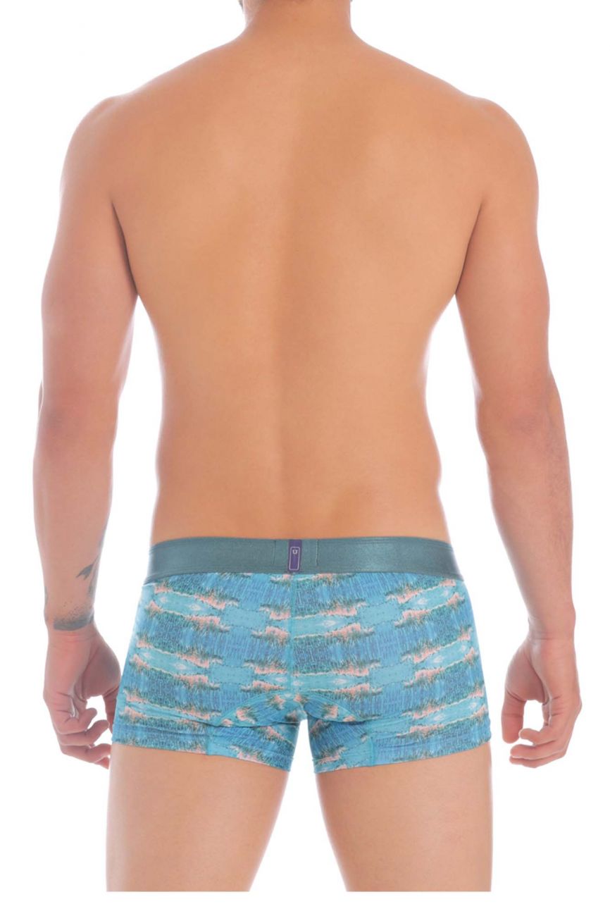 Male underwear model wearing Mundo Unico Waterfront Trunks available at MensUnderwear.io