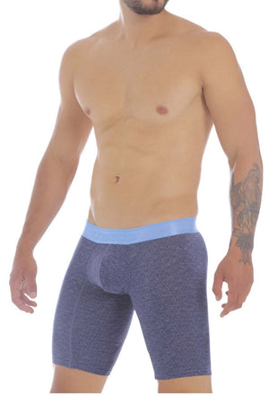 Male underwear model wearing Mundo Unico Pocima Long Boxer Briefs available at MensUnderwear.io