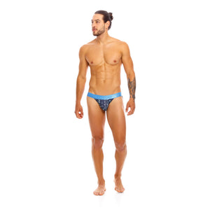 Male underwear model wearing Mundo Unico Palm Tree Jockstrap available at MensUnderwear.io