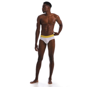 Male underwear model wearing Mundo Unico Joyful Briefs available at MensUnderwear.io