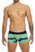 Male underwear model wearing Mundo Unico Azure Trunks available at MensUnderwear.io