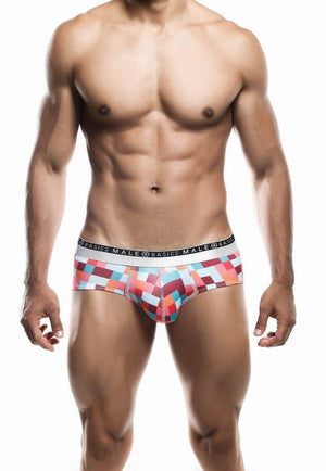 Men's brief underwear - MaleBasics Hipster Brief - Red Pixels available at MensUnderwear.io - Image 4